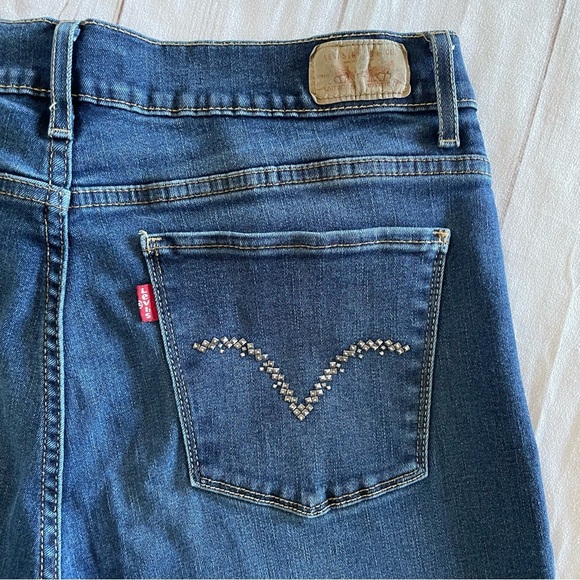 Levi’s Perfectly Slimming 512 Bootcut Jeans Women’s 14 R Blue Studded Coastal - Picture 8 of 14